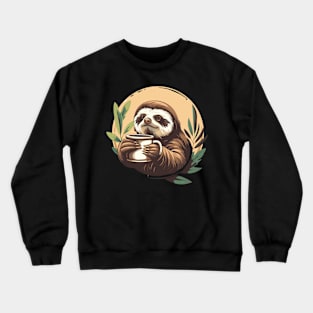 Cute Sloth Drink Coffee Crewneck Sweatshirt